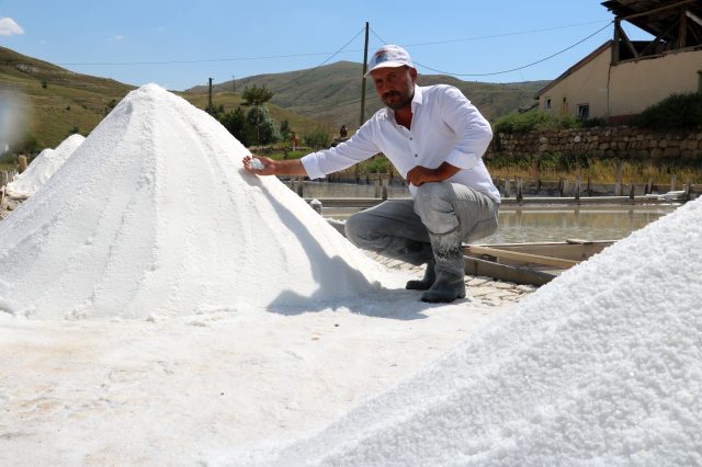Sivas'ta doğal kaynak tuzunun hasadı başladı